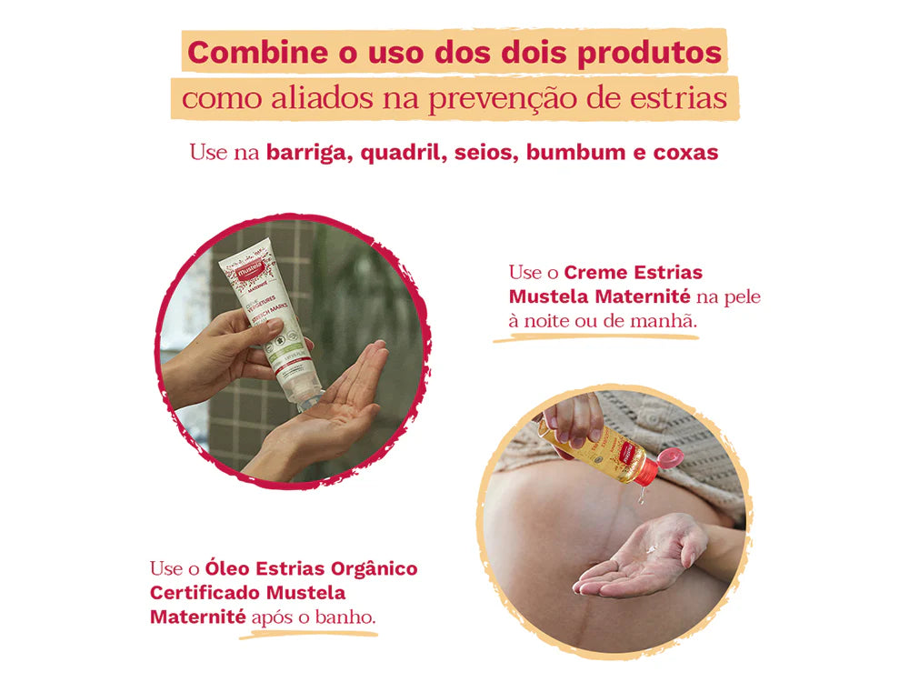 Kit Maternité, Creme Estrias 250 ml + Óleo Estrias 105 ml – Mustela