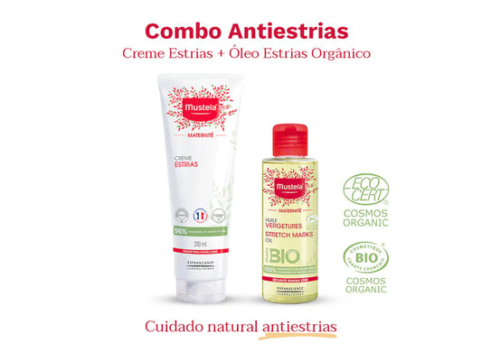 Kit Maternité, Creme Estrias 250 ml + Óleo Estrias 105 ml – Mustela