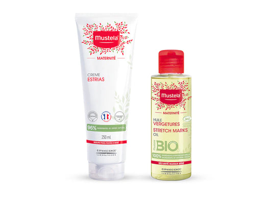 Kit Maternité, Creme Estrias 250 ml + Óleo Estrias 105 ml – Mustela