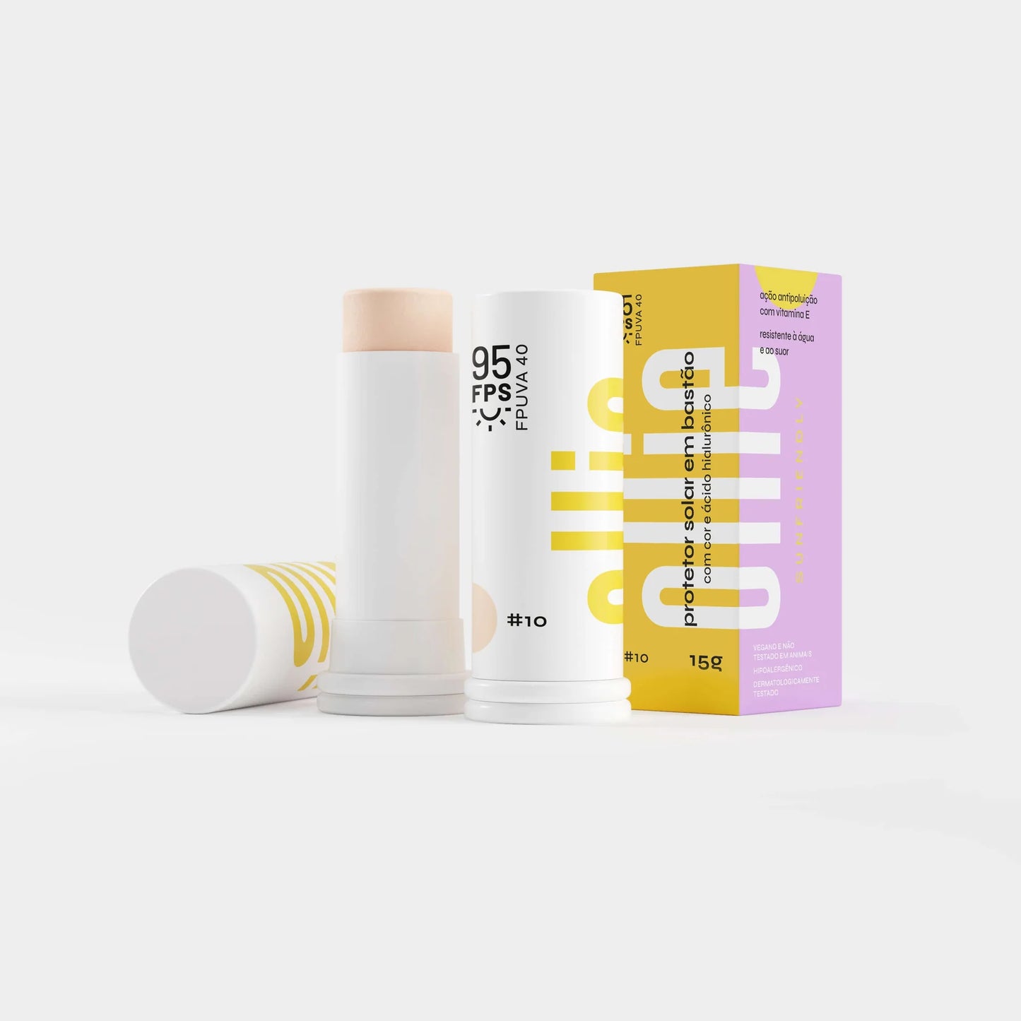 Protetor Solar em Bastão com Cor FPS 95, Cor 10 – Ollie